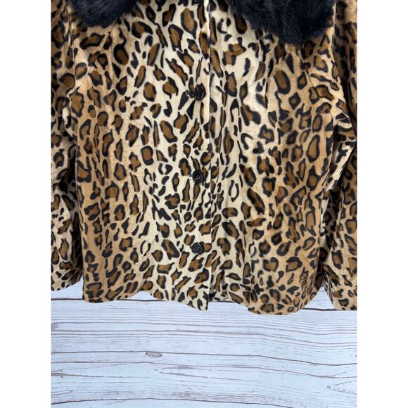 Velvet by Graham & Spencer Leopard Print Faux Fur Coat Jacket Size XS - Picture 3 of 15